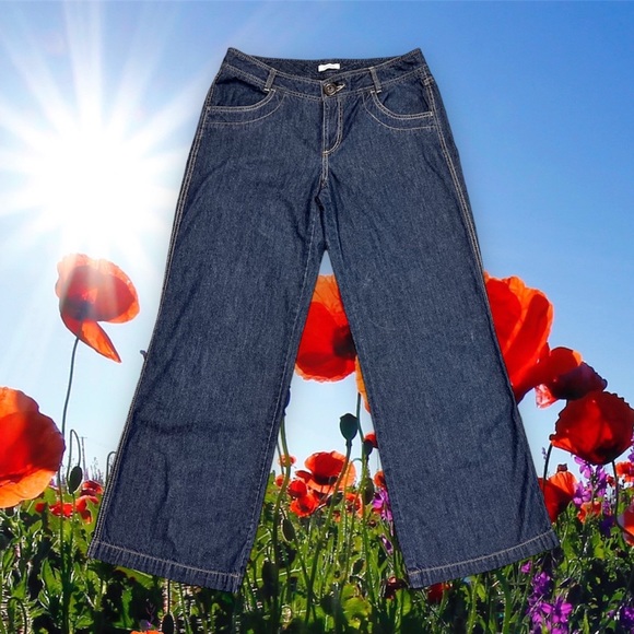 Dockers Wide Leg Medium Wash Mid Rise Denim Blue Jeans Women's Size 8S - Picture 3 of 11